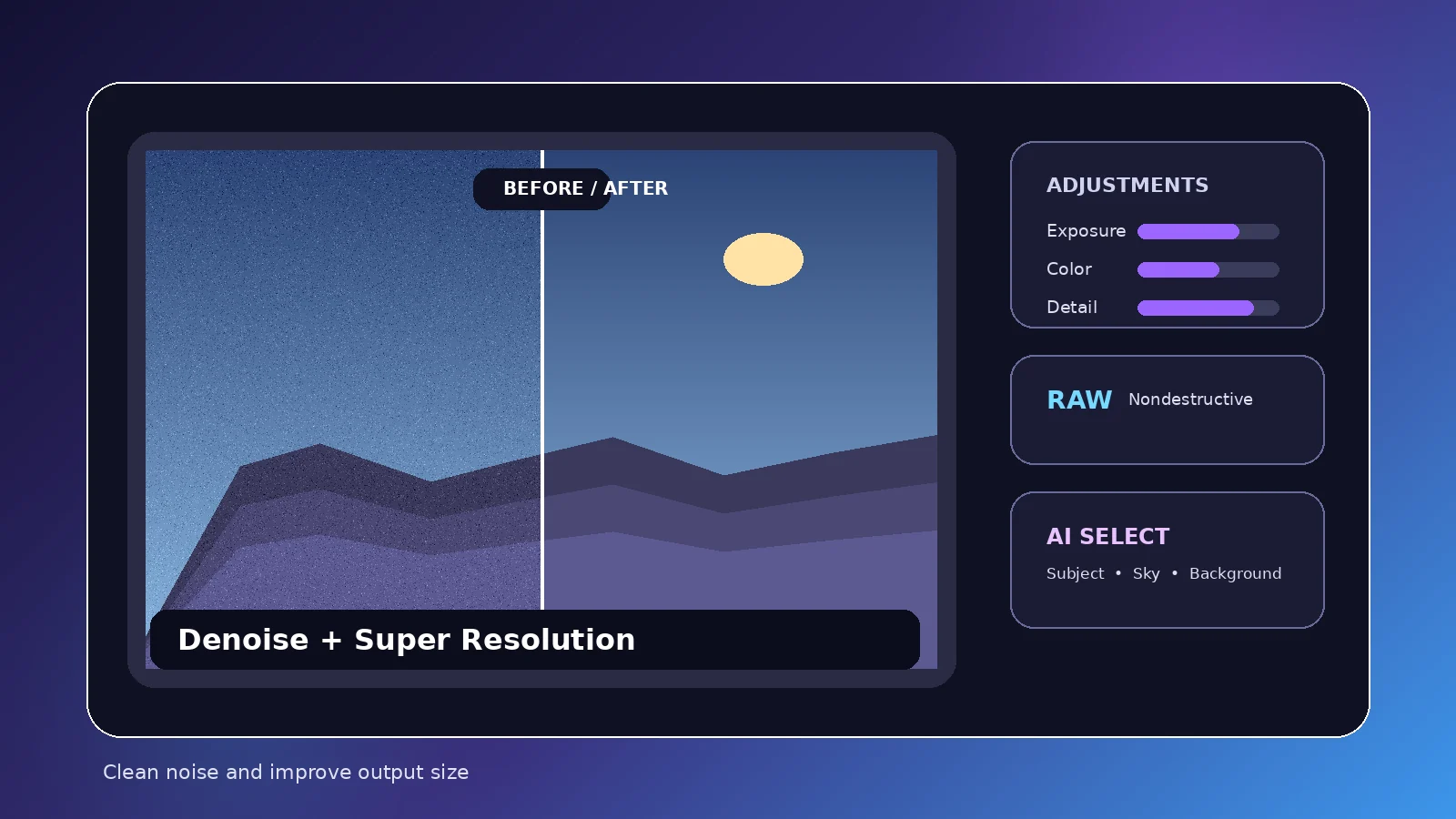 Original editorial illustration for Photomator Denoise and Super Resolution Explained