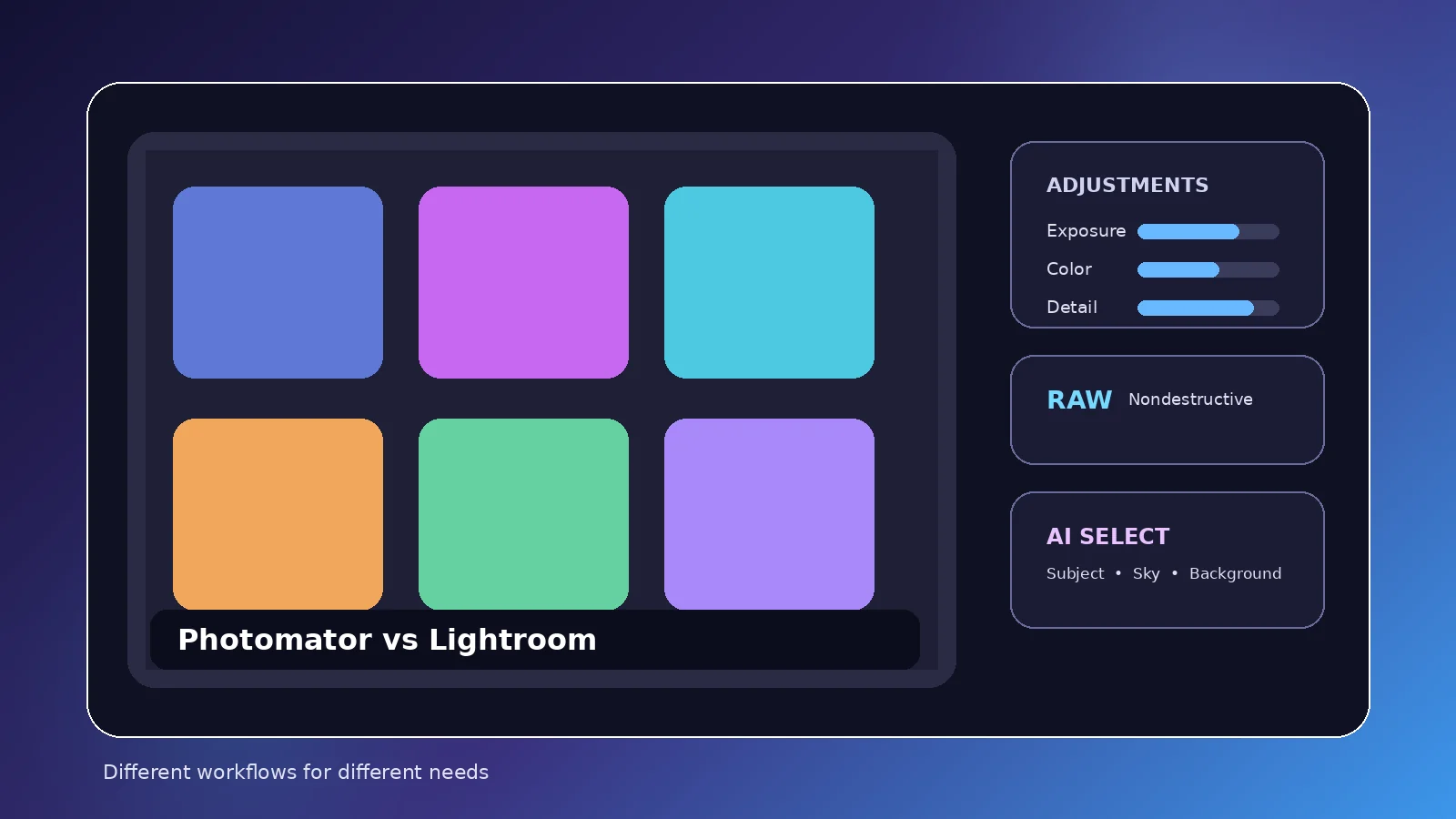 Original editorial illustration for Photomator vs Lightroom: Which Photo Editor Is Better for You?