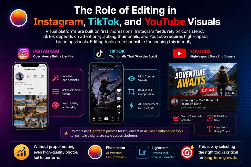 Role of Editing in Instagram, TikTok, and YouTube Visuals