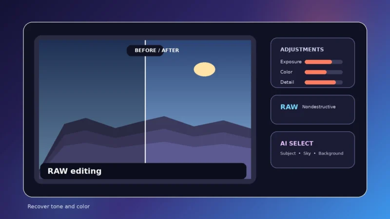 Original editorial illustration for How to Edit RAW Photos in Photomator